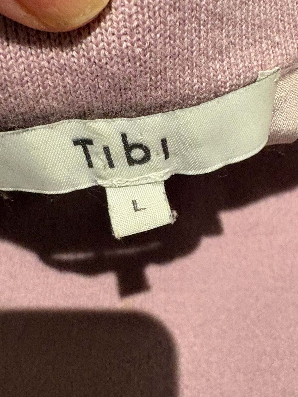 Tibi Mixed Media Sweater Size L Purple Silk Back Knit Pullover - Picture 4 of 4